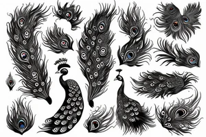 Peacock with open wings tattoo idea