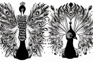 Peacock with open wings brutal tattoo idea