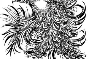 Peacock with open wings brutal tattoo idea