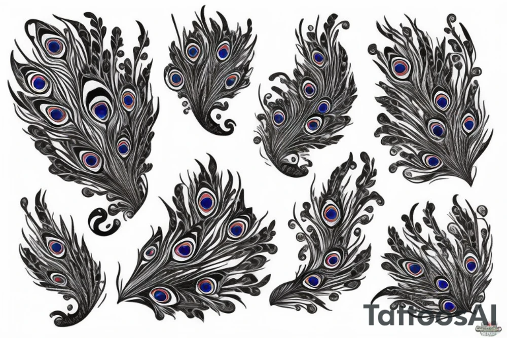 Peacock with open wings flying tattoo idea