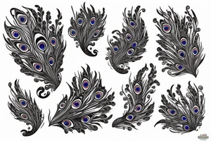 Peacock with open wings flying tattoo idea