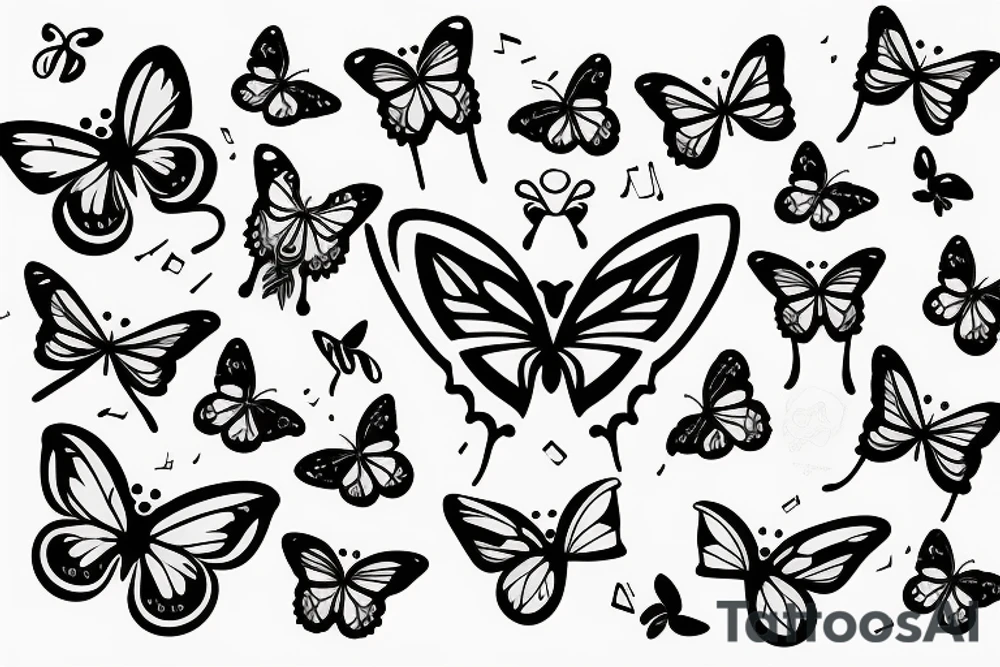 Butterfly, music note, angel tattoo idea