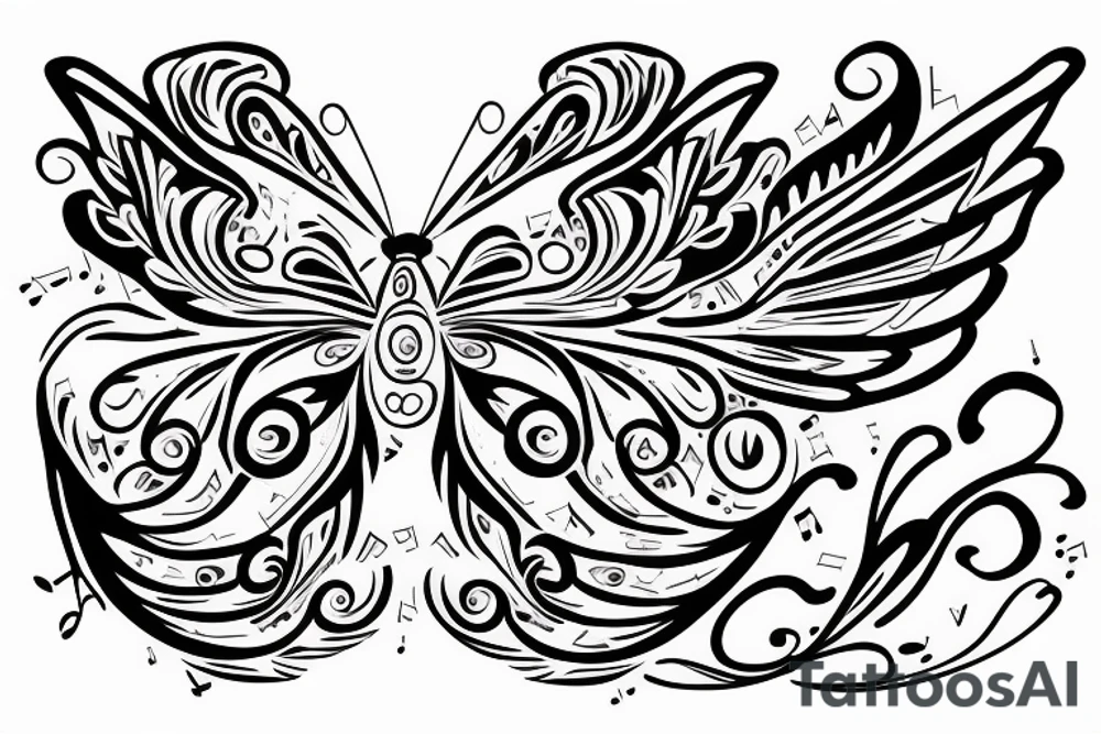 Butterfly, music note, angel tattoo idea