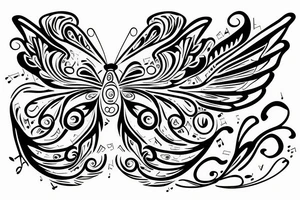 Butterfly, music note, angel tattoo idea