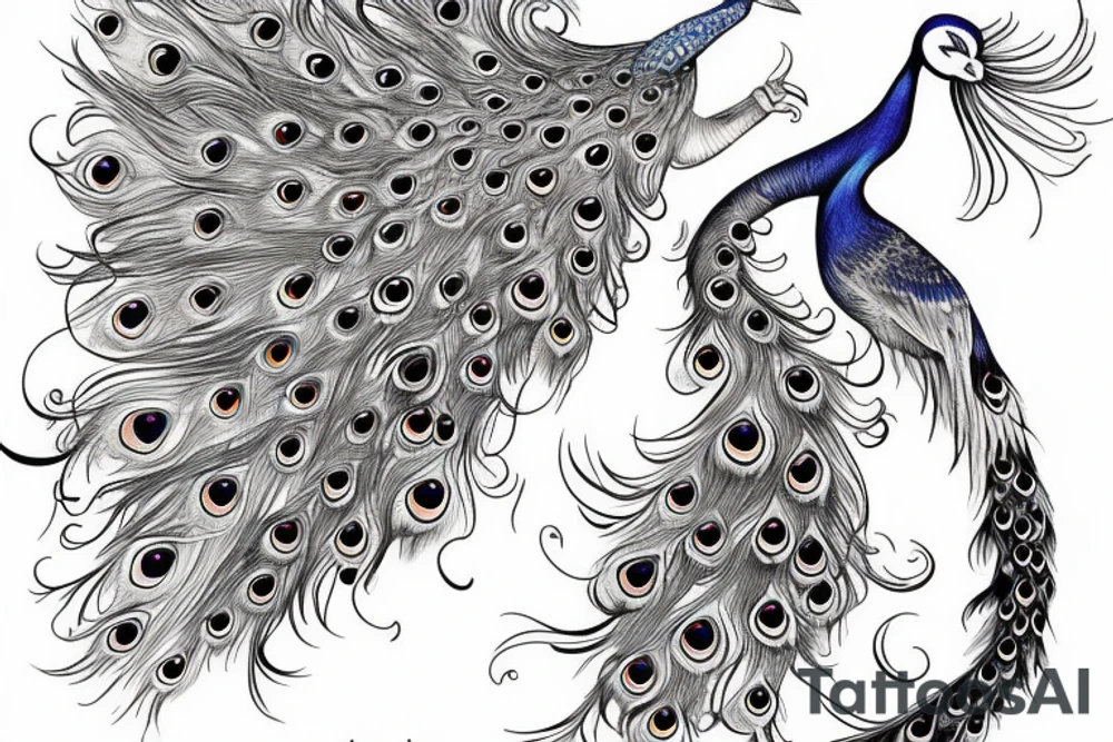 Peacock with open wings flying stretched long great big expanded thin tattoo idea Peacock with open wings flying stretched long great big expanded thin tattoo idea