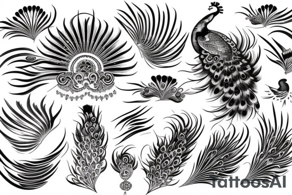 Peacock with open wings tattoo idea