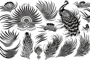 Peacock with open wings tattoo idea