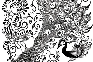 Peacock with open wings tattoo idea