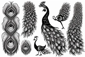 simple peacock with open wings tattoo idea
