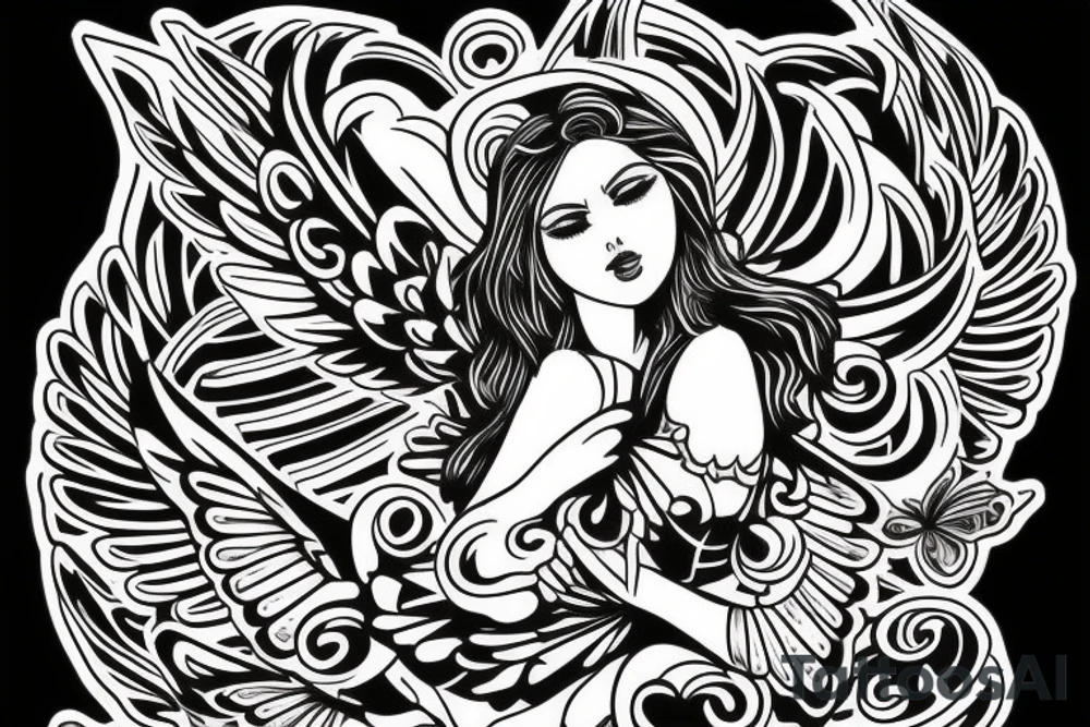 Angel music butterfly tattoo idea