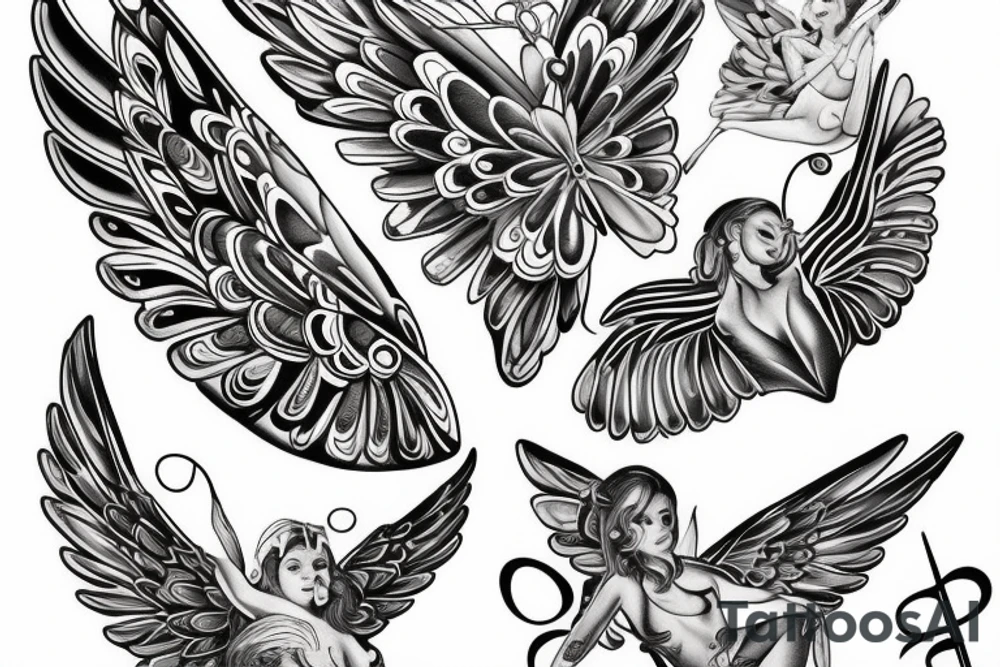 Angel music butterfly tattoo idea