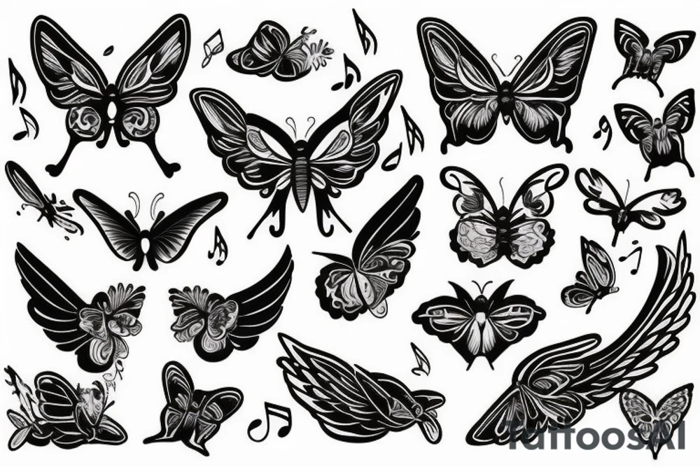 Angel music butterfly tattoo idea
