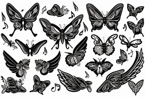 Angel music butterfly tattoo idea