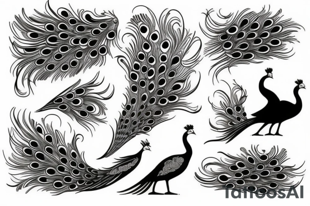 simple peacock with open wings full body tattoo idea