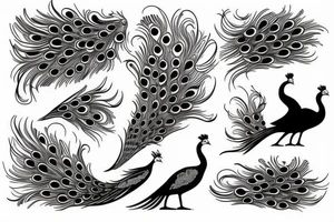 simple peacock with open wings full body tattoo idea