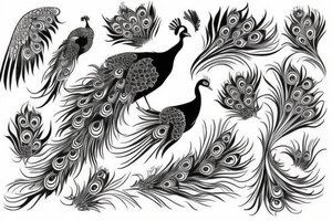 simple peacock with open wings full body tattoo idea