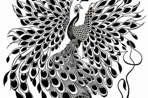 Strange peacock with open wings full body tattoo idea
