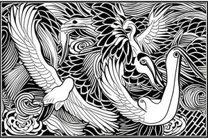 Simple pelican with open wings full body tattoo idea