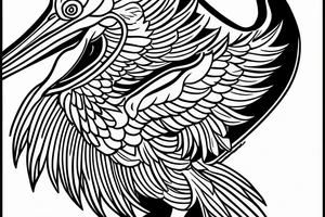 Simple pelican with open wings full body bleeding bitting itself tattoo idea