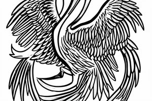 Simple pelican with open wings full body bleeding bitting itself tattoo idea