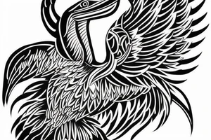 Simple pelican with open wings full body bleeding tattoo idea
