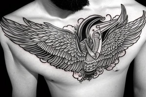 Simple pelican with open wings full bleeding blood tattoo idea