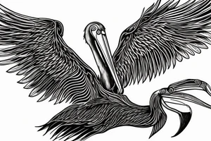 Simple pelican with open wings full bleeding blood tattoo idea