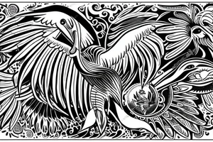 Pelican with open wings full bleeding tattoo idea