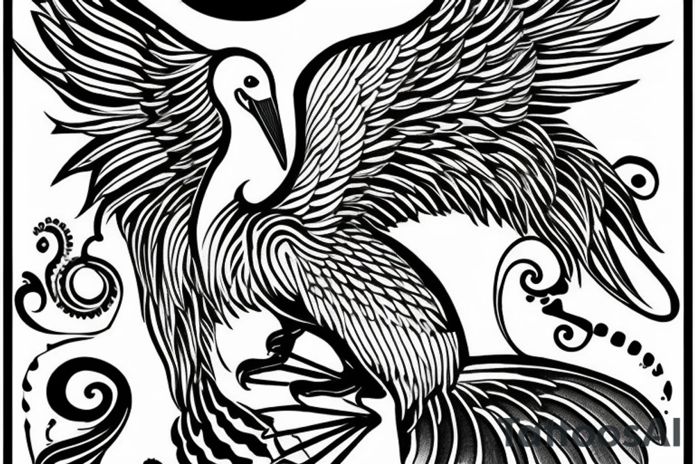Pelican with open wings stretched bleeding tattoo idea