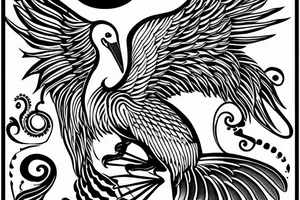 Pelican with open wings stretched bleeding tattoo idea