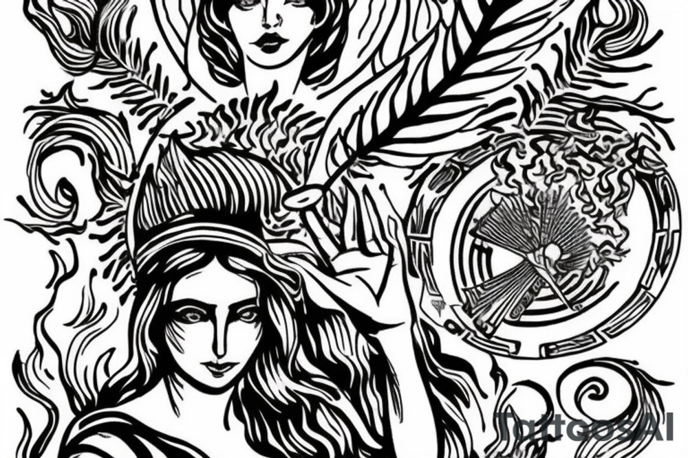 Greek goddess Hestia holding fire in her hands tattoo idea