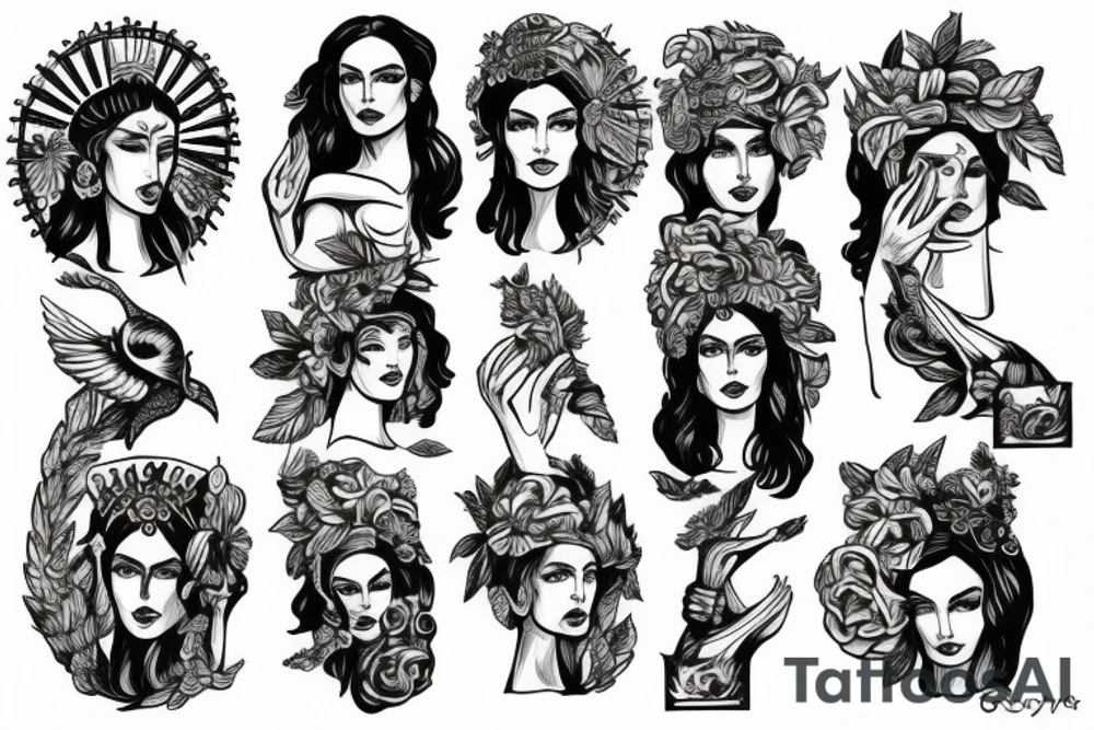 Greek goddess hesta holding fire in her hands tattoo idea