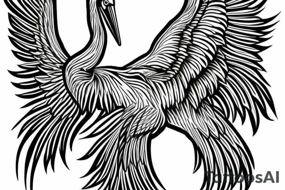 Big pelican with open wings big nozzle tattoo idea