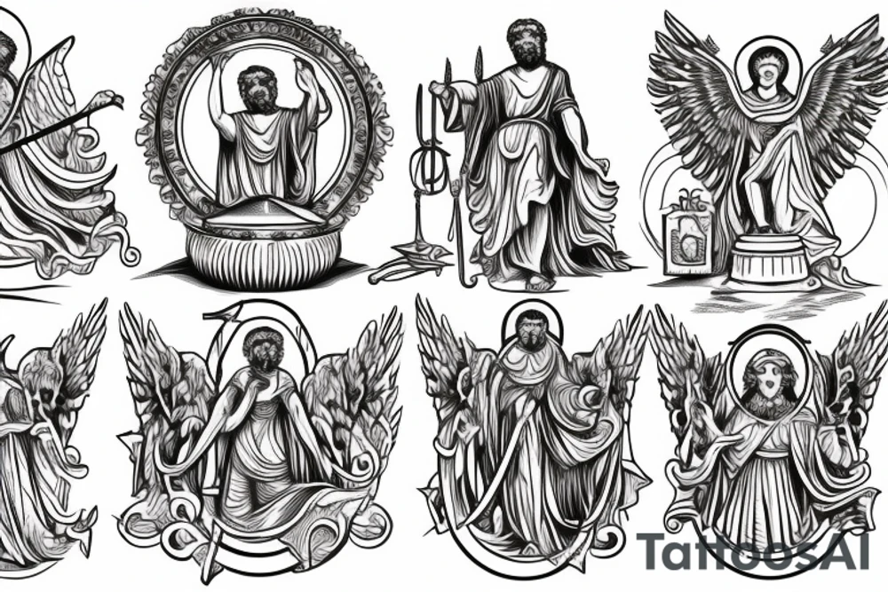 4 stoic virtues, temperance, courage, wisdom, justice tattoo idea