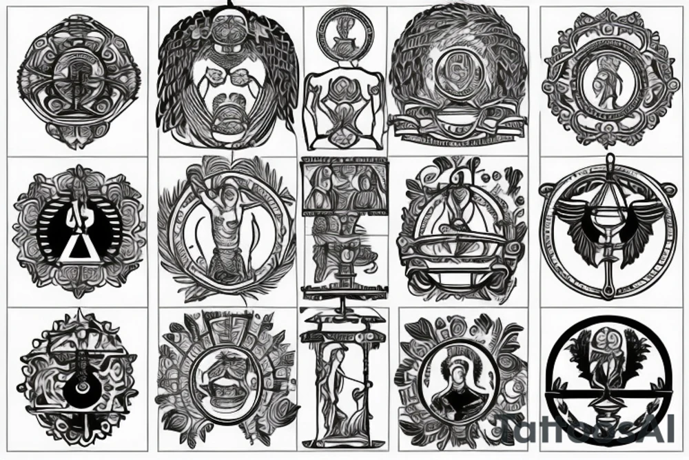 4 stoic virtues, temperance, courage, wisdom, justice tattoo idea