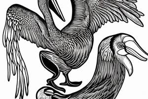 Long pelican with open wings pleasant simple full drawing tattoo idea