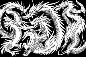 3 little small black and white dragons tattoo idea