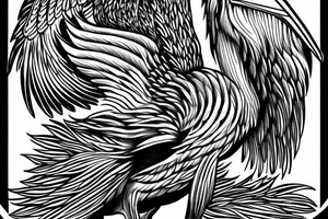 Long pelican with open wings flying simple drawing tattoo idea