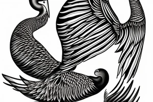Long pelican with open wings tattoo idea