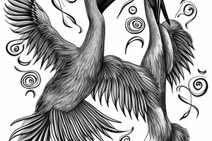 Long pelican with open wings tattoo idea