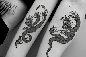 3 small little dragons to go on the wrist, lots of fine dots and lines for detail tattoo idea
