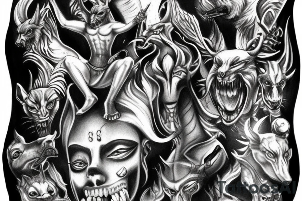 Anubis rising from hell tattoo idea