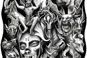 Anubis rising from hell tattoo idea