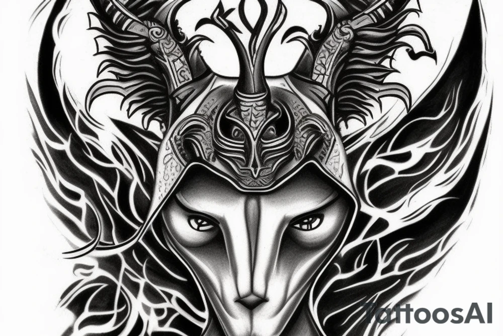 Anubis rising from hell tattoo idea