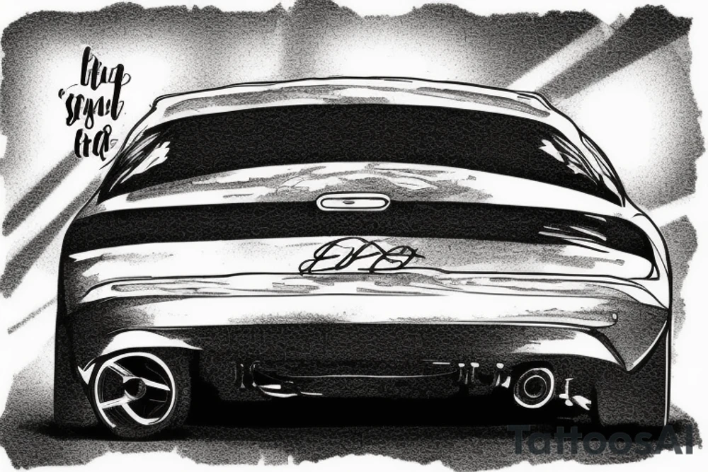 simple car in the sunset with a quote tattoo idea