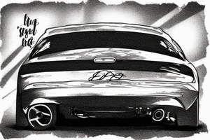 simple car in the sunset with a quote tattoo idea