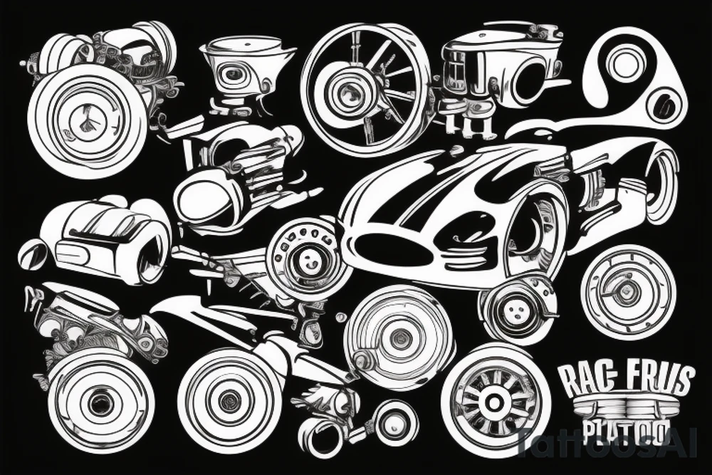 race car piston engine tattoo idea