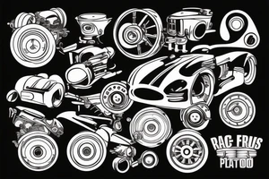 race car piston engine tattoo idea