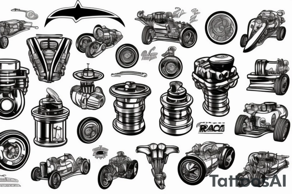 race car piston engine tattoo idea