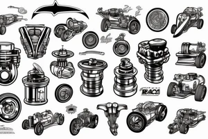 race car piston engine tattoo idea